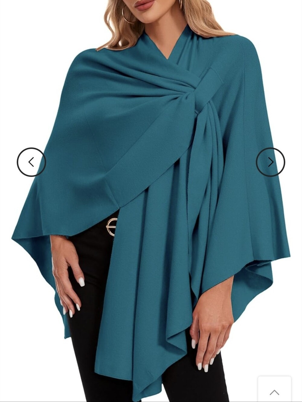 Puli Wrap Dark Teal Blue Viscose Blend O/S Fits Most NWOT